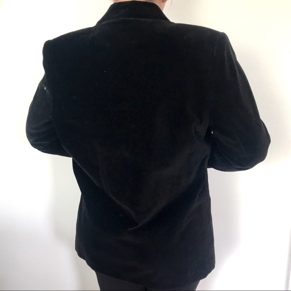Vintage 1980’s black velvet blazer jacket coat - Picture 4 of 8